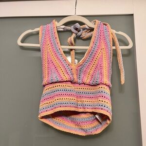 Crochet Halter Top L Hollister